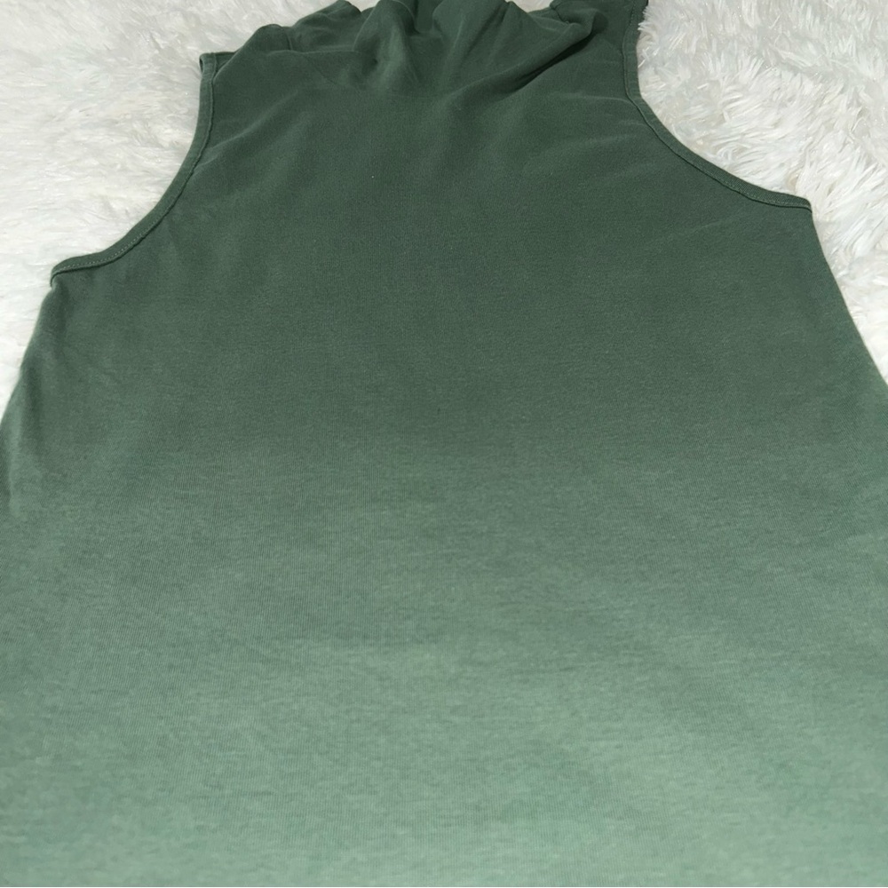 Free People Green Sleeveless Muscle Tee with Mandarin Collar Athleisure Lux - Picture 3 of 9
